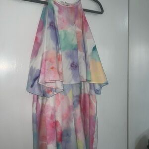 Colorful High strap, high neck romper size L